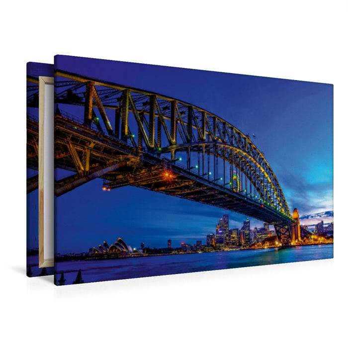 Toile textile premium Toile textile premium 120 cm x 80 cm paysage Cintre - Sydney Harbour Bridge 