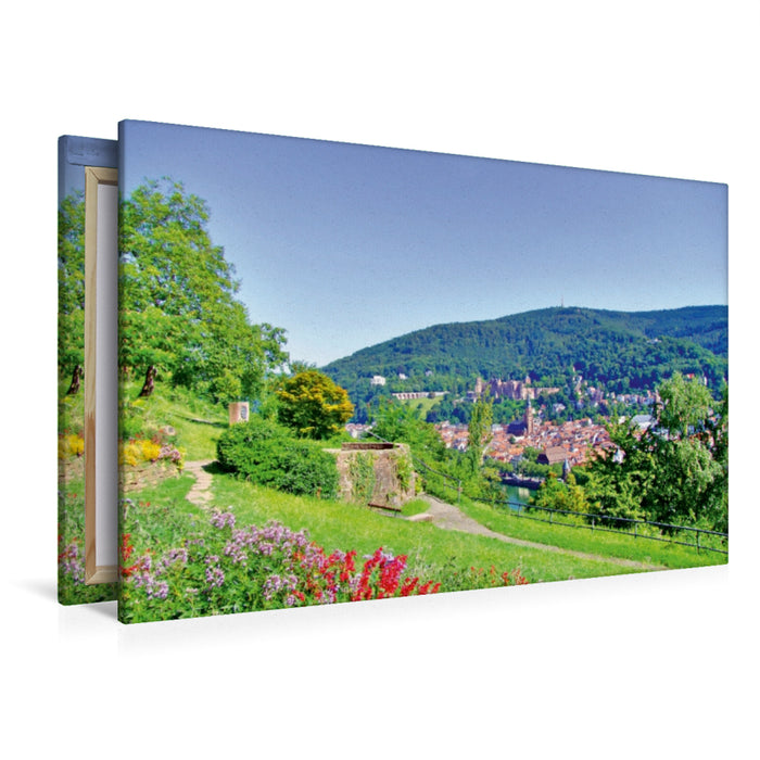 Toile textile haut de gamme Toile textile haut de gamme 120 cm x 80 cm de large Un motif du calendrier Heidelberg - Heiligenberg et Philosophenweg 