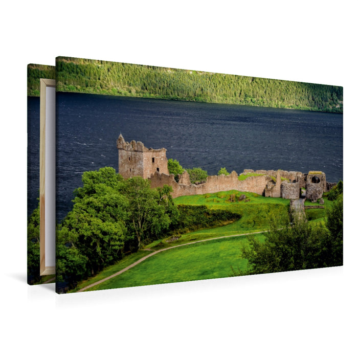 Toile textile haut de gamme Toile textile haut de gamme 120 cm x 80 cm paysage Château d'Urquhart sur le Loch Ness 