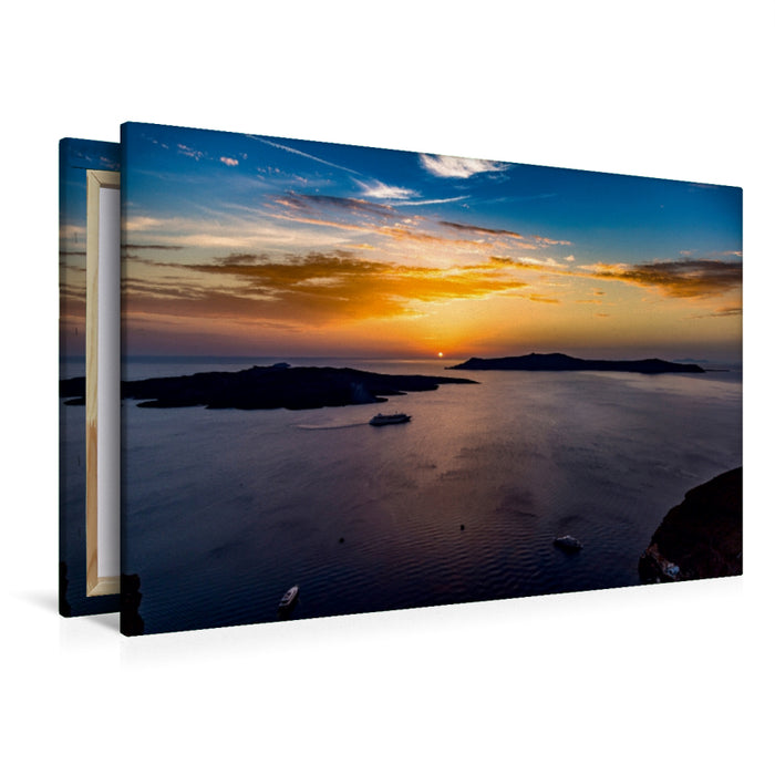 Premium Textil-Leinwand Premium Textil-Leinwand 120 cm x 80 cm quer Der wunderbare Sonnenuntergang auf Santorini.