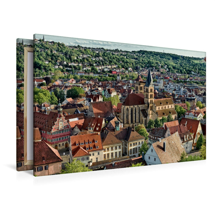 Toile textile haut de gamme Toile textile haut de gamme 120 cm x 80 cm paysage vieille ville d'Esslingen am Neckar