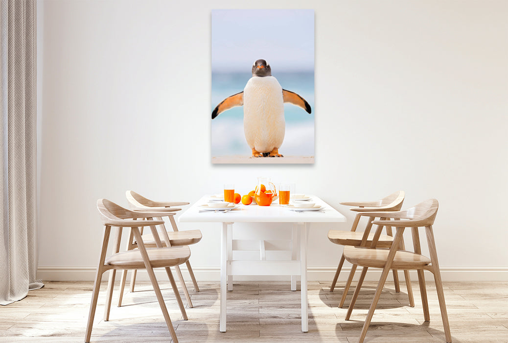 Premium Textil-Leinwand Premium Textil-Leinwand 80 cm x 120 cm  hoch Hallo Pinguin