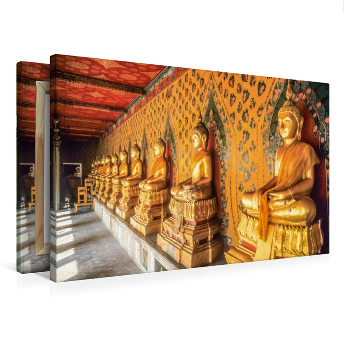 Premium Textil-Leinwand Premium Textil-Leinwand 75 cm x 50 cm quer Goldene Buddha-Statuen im Grand Palace in Bangkok