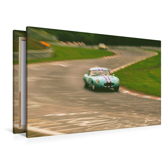 Toile textile premium Toile textile premium 120 cm x 80 cm paysage Jaguar E-Type Racing 