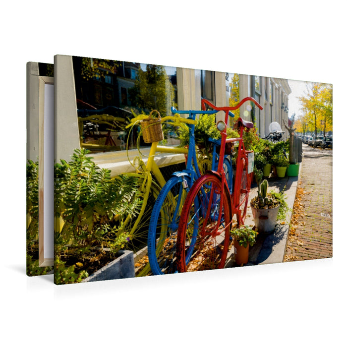 Toile textile premium Toile textile premium 120 cm x 80 cm paysage Vélos colorés 