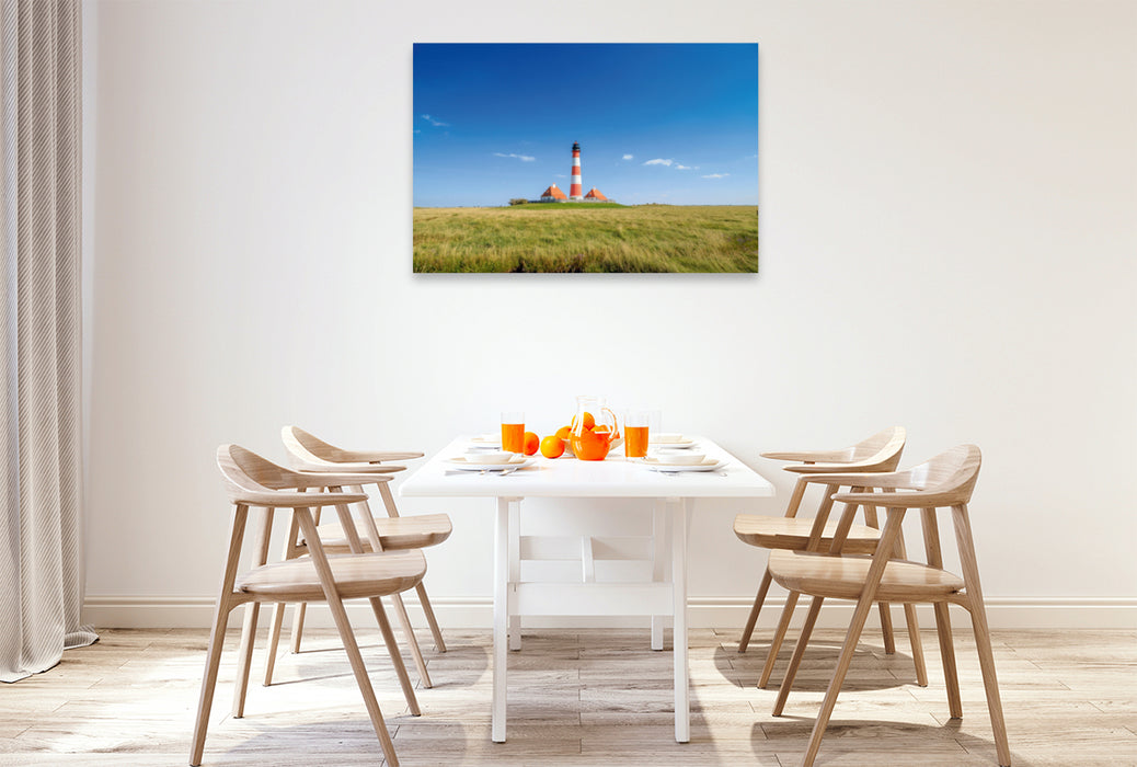 Toile textile haut de gamme Toile textile haut de gamme 120 cm x 80 cm paysage Phare Westerheversand 