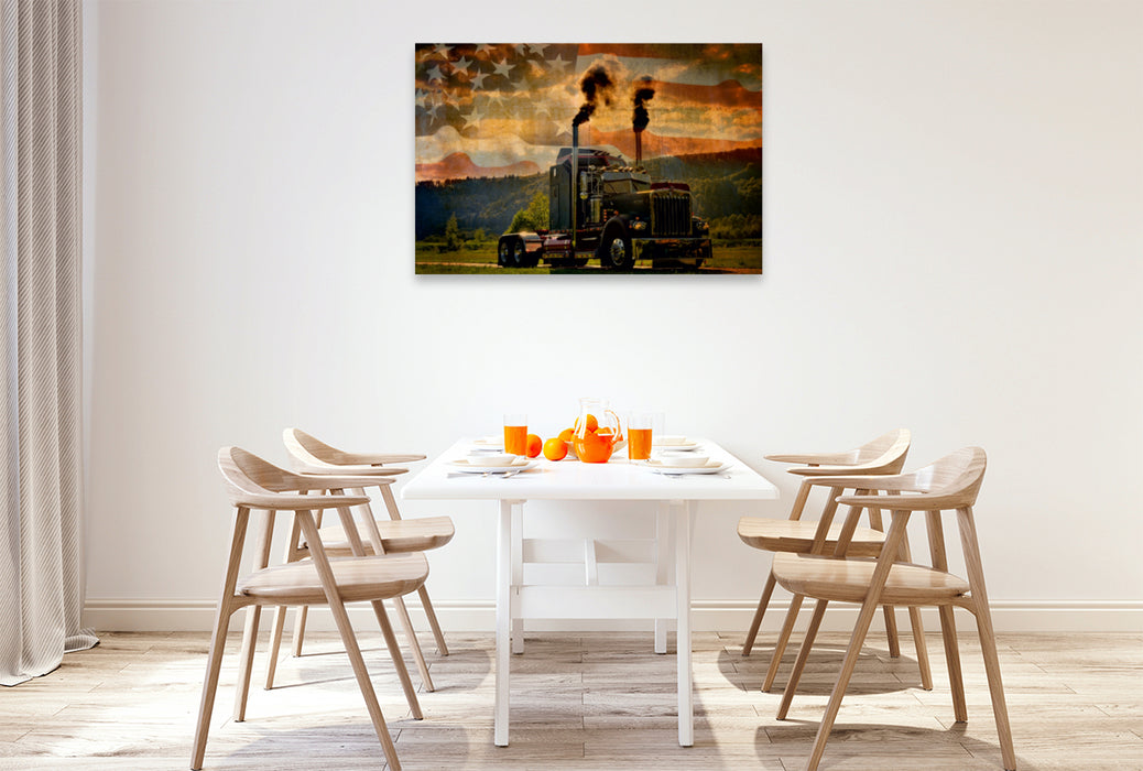 Toile textile premium Toile textile premium 120 cm x 80 cm paysage Kenworth W900A construit en 1978 PHOTOART 