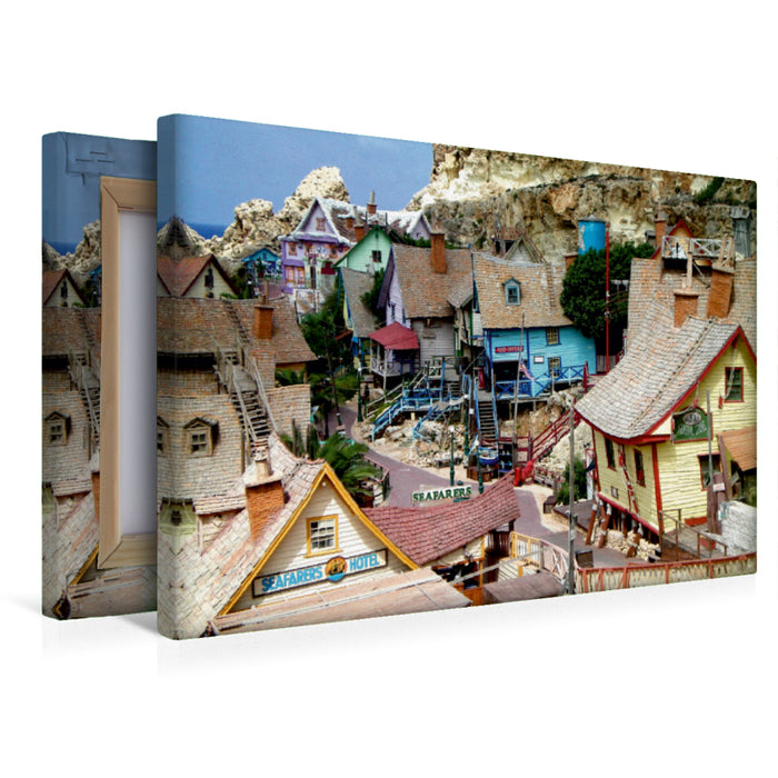 Toile textile haut de gamme Toile textile haut de gamme 45 cm x 30 cm paysage Popeye Village, Sweethaven 