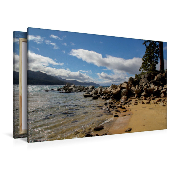 Premium Textil-Leinwand Premium Textil-Leinwand 120 cm x 80 cm quer Sand Harbor Beach / Lake Tahoe