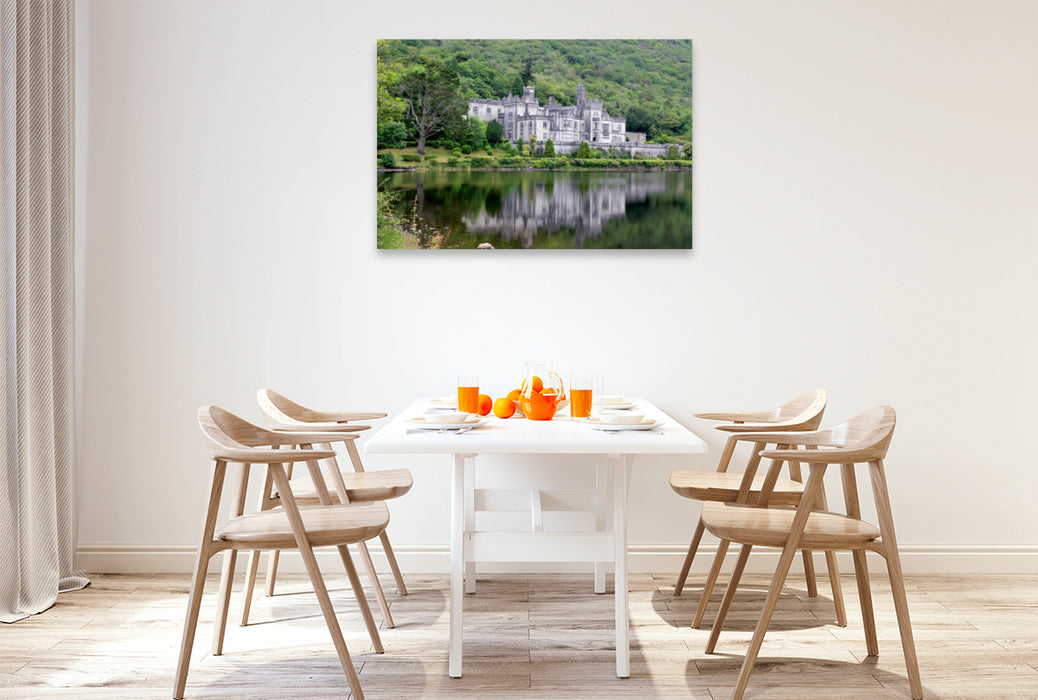 Toile textile premium Toile textile premium 120 cm x 80 cm paysage Abbaye de Kylemore en Irlande 