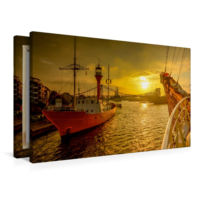 Premium Textil-Leinwand Premium Textil-Leinwand 90 cm x 60 cm quer Ein Motiv aus dem Kalender Maritime Impressionen Wilhelmshaven
