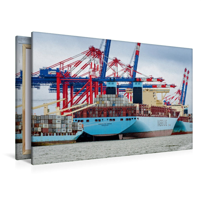 Premium Textil-Leinwand Premium Textil-Leinwand 120 cm x 80 cm quer Volle Kaje am Containerterminal