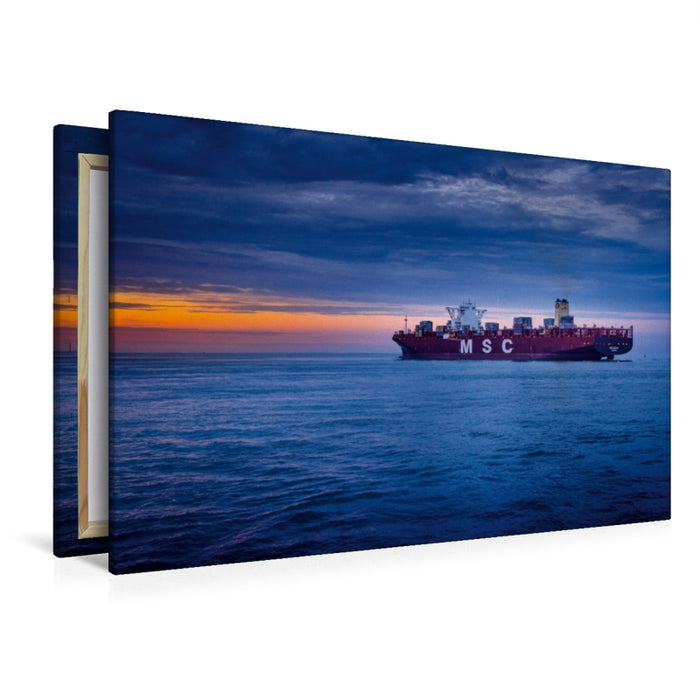 Premium Textil-Leinwand Premium Textil-Leinwand 120 cm x 80 cm quer MSC OSCAR, größtes Containerschiff der Welt