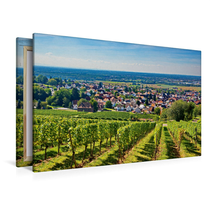 Premium Textil-Leinwand Premium Textil-Leinwand 120 cm x 80 cm quer Blick vom Abtsberg auf den Ort