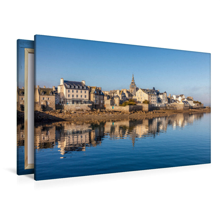 Premium Textil-Leinwand Premium Textil-Leinwand 120 cm x 80 cm quer Die Altstadt von Roscoff in der Bretagne, Frankreich