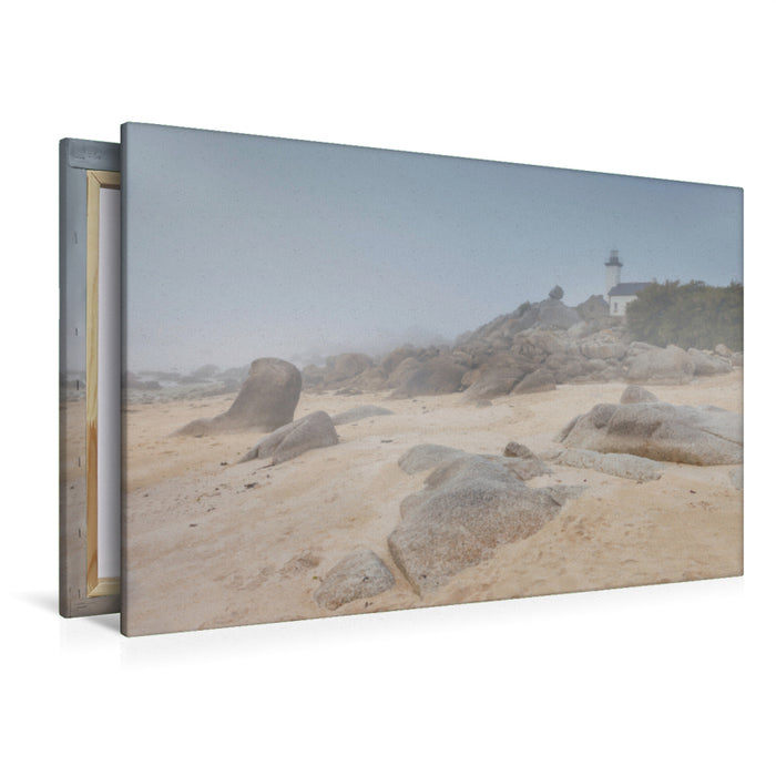 Premium Textil-Leinwand Premium Textil-Leinwand 120 cm x 80 cm quer Leuchtturm an der Pointe de Pontusval in der Bretagne, Frankreich