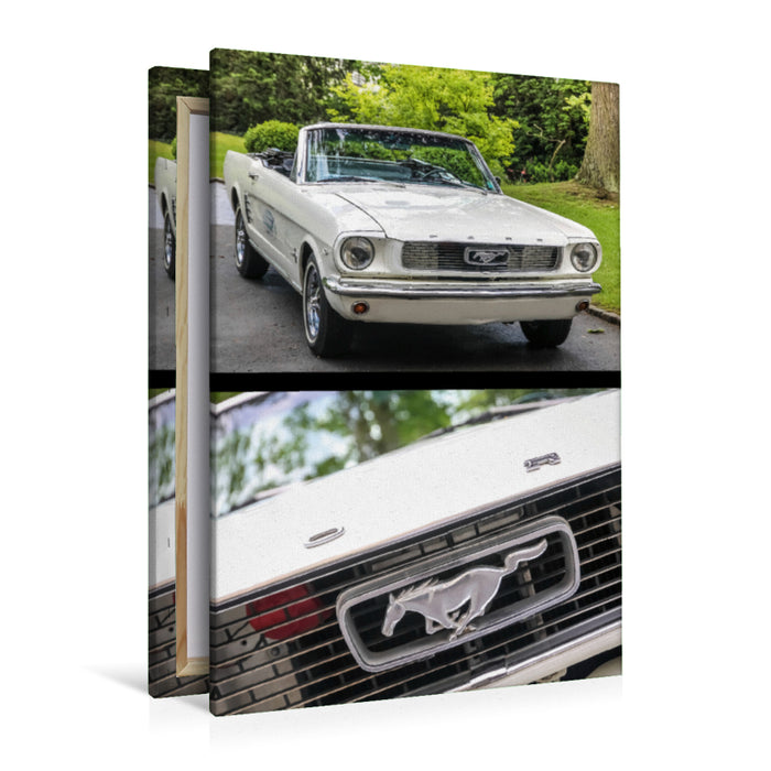 Toile textile haut de gamme Toile textile haut de gamme 80 cm x 120 cm de haut Ford Mustang (1964-1966) voiture classique 