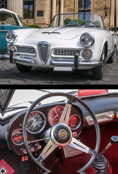 Premium Textil-Leinwand Premium Textil-Leinwand 80 cm x 120 cm  hoch Alfa Romeo 2000 Touring Spider (1957-1962) Oldtimer