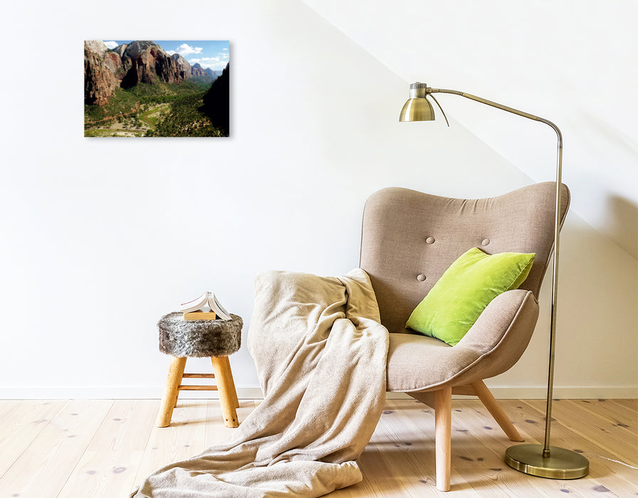 Premium Textil-Leinwand Premium Textil-Leinwand 45 cm x 30 cm quer Ausblick von Angels Landing im Zion Nationalpark