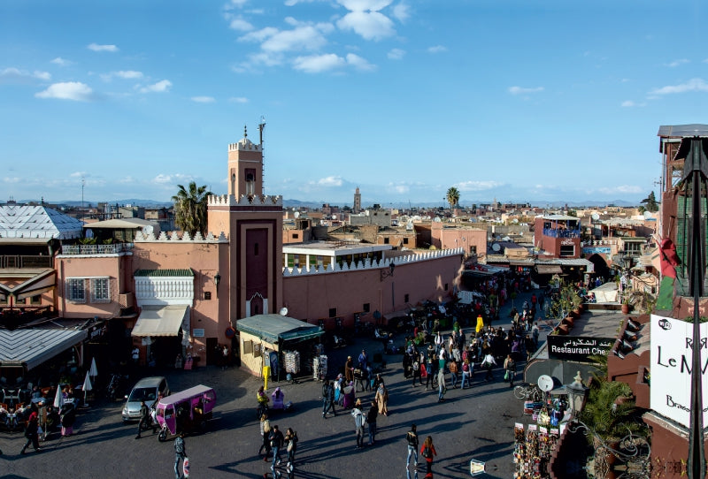 Toile textile premium Toile textile premium 120 cm x 80 cm paysage Place Djemaa el-Fna, Marrakech 