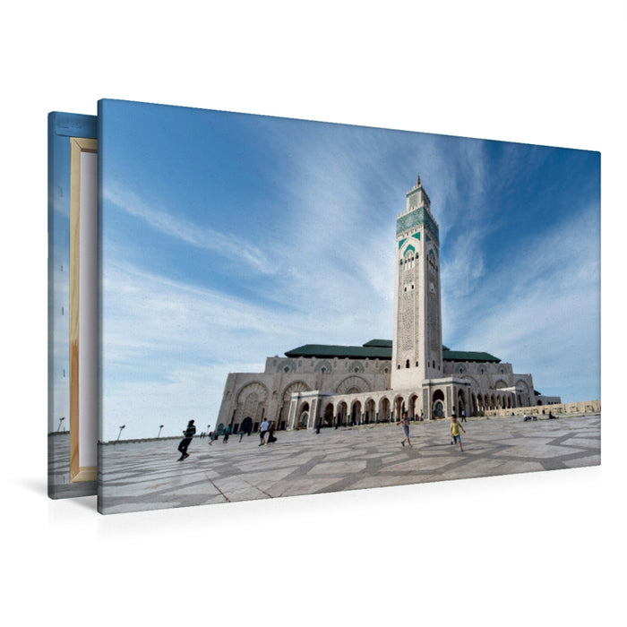 Premium Textil-Leinwand Premium Textil-Leinwand 120 cm x 80 cm quer Hassan-II-Moschee