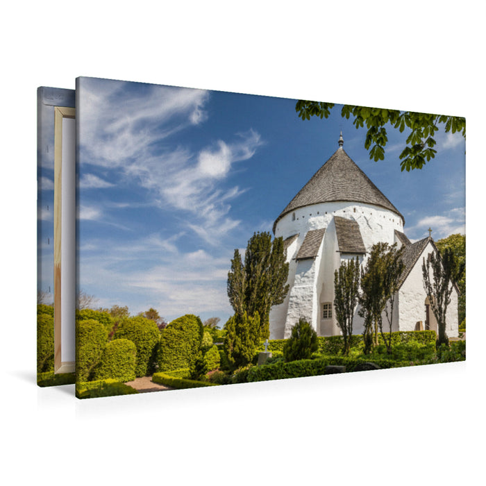 Premium Textil-Leinwand Premium Textil-Leinwand 120 cm x 80 cm quer Rundkirche von Osterlars auf Bornholm