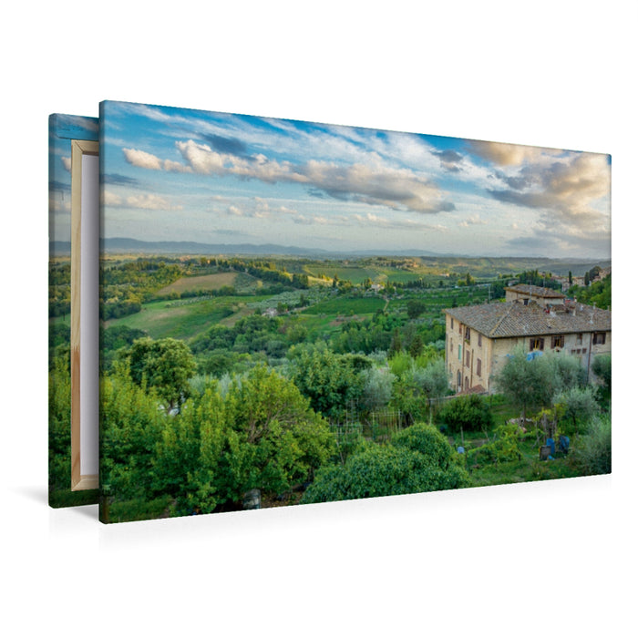 Toile textile premium Toile textile premium 120 cm x 80 cm paysage Vue de San Gimignano 