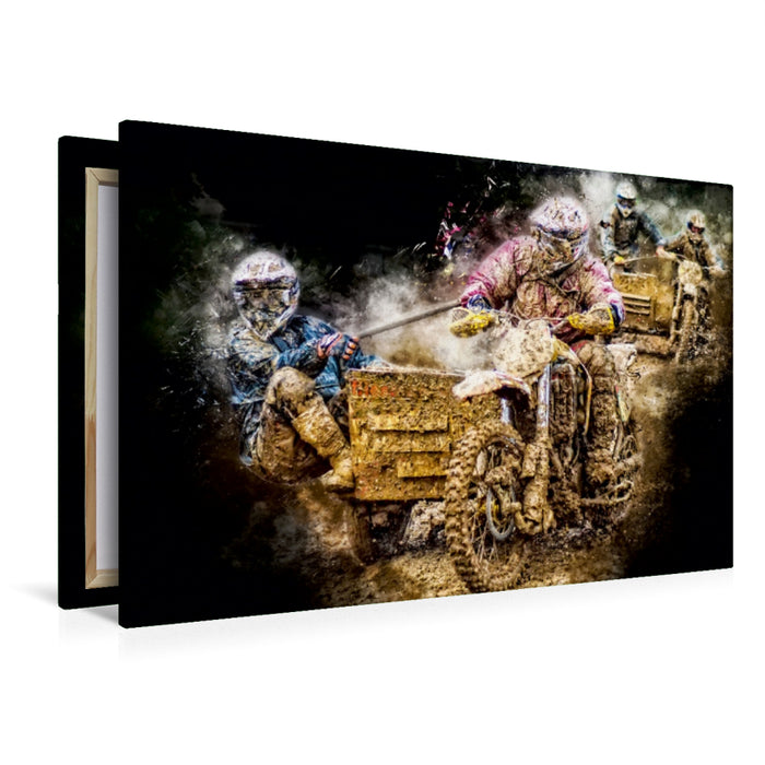 Toile textile premium Toile textile premium 120 cm x 80 cm paysage Sidecar Motocross 