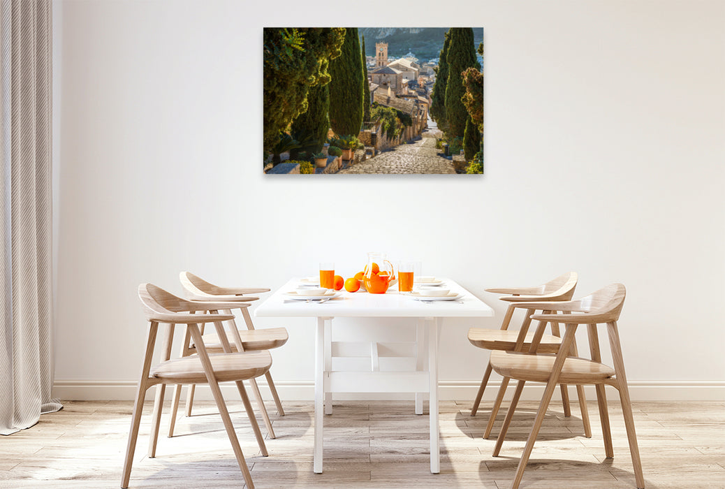 Premium textile canvas Premium textile canvas 120 cm x 80 cm across Stations of the Cross to Calvary in Pollenca on Mallorca 