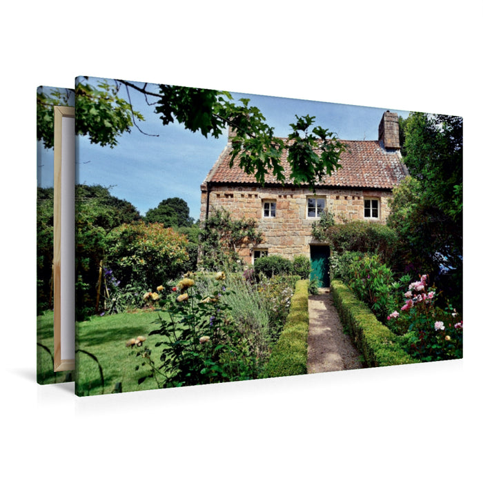 Premium Textil-Leinwand Premium Textil-Leinwand 120 cm x 80 cm quer Jersey, Garten-Idylle