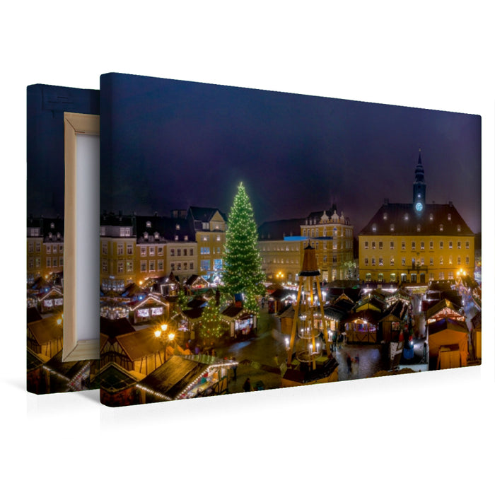 Premium Textil-Leinwand Premium Textil-Leinwand 45 cm x 30 cm quer Weihnachtsmarkt in Annaberg