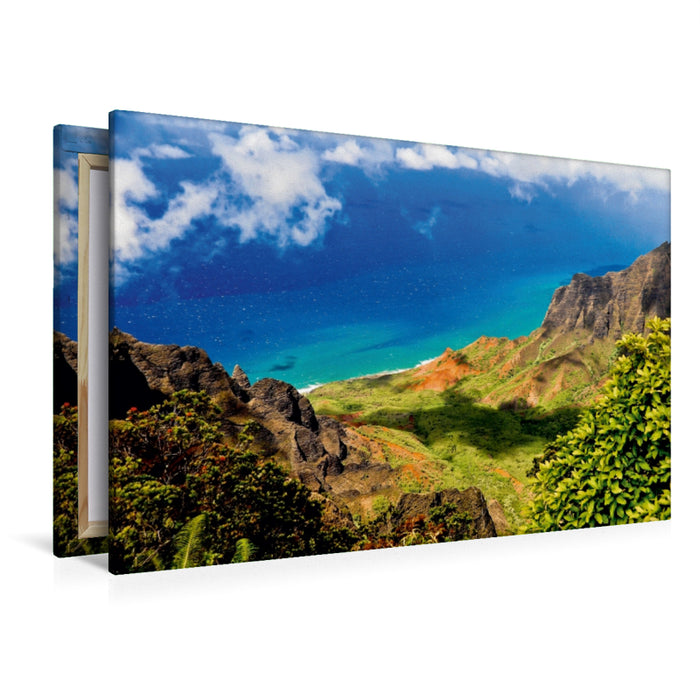 Premium Textil-Leinwand Premium Textil-Leinwand 120 cm x 80 cm quer Na Pali Küste in Hawaii