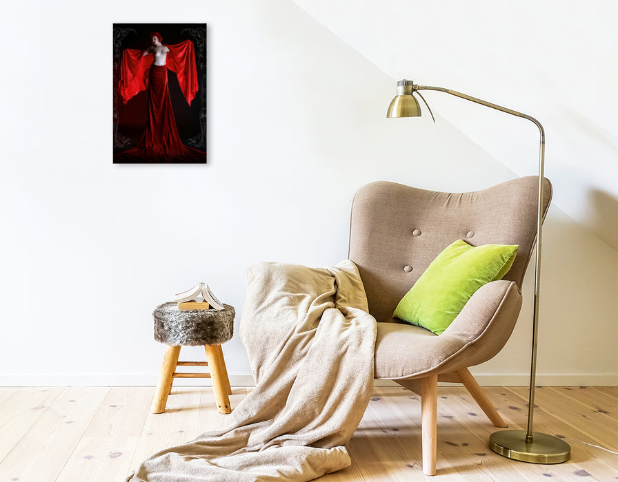 Premium Textil-Leinwand Premium Textil-Leinwand 30 cm x 45 cm hoch Rote Sinnlichkeit im Jugendstil