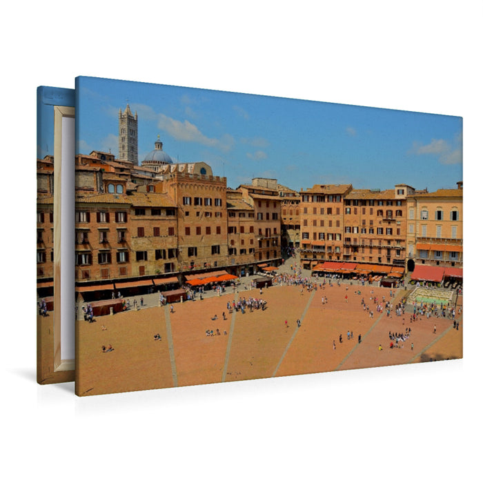 Premium Textil-Leinwand Premium Textil-Leinwand 120 cm x 80 cm quer Piazza del Campo – Siena