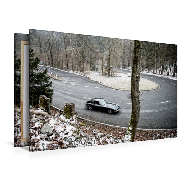 Toile textile premium Toile textile premium 120 cm x 80 cm paysage Un motif du calendrier Jaguar E-Type 2018 