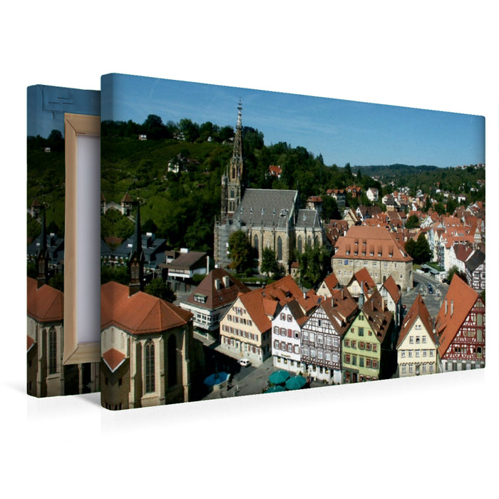 Premium Textil-Leinwand Premium Textil-Leinwand 45 cm x 30 cm quer Marktplatz, Frauenkirche und Münster St. Paul