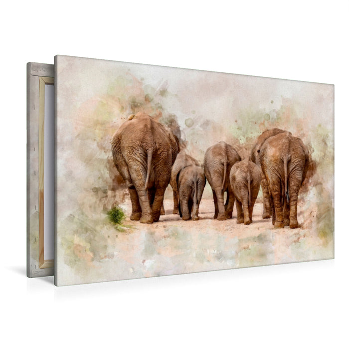 Premium Textil-Leinwand Premium Textil-Leinwand 120 cm x 80 cm quer Elefanten - künstlerische Impressionen der größten noch lebenden Landtiere