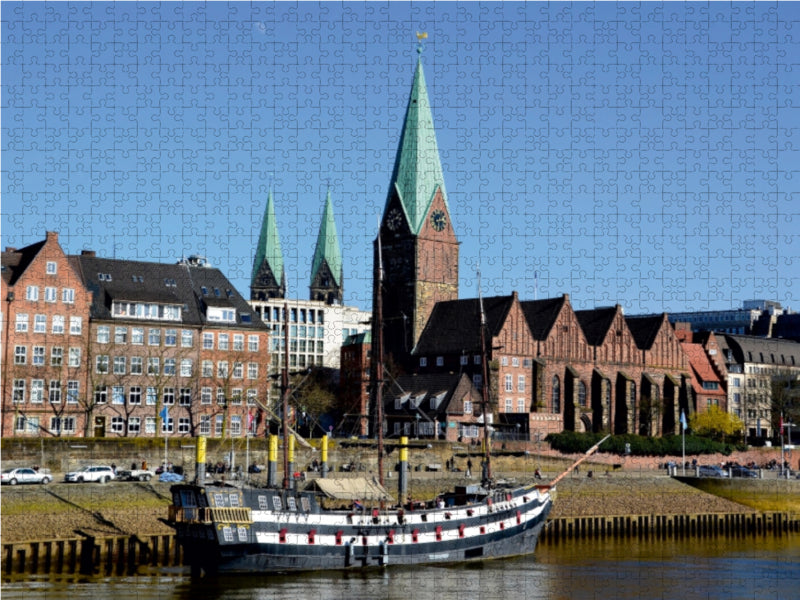 Pannkokenship mit Dom und St. Martini Kirche in Bremen - CALVENDO Foto-Puzzle - calvendoverlag 39.99