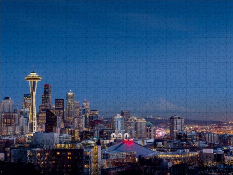 Seattle Skyline at Night - CALVENDO Foto-Puzzle - calvendoverlag 29.99