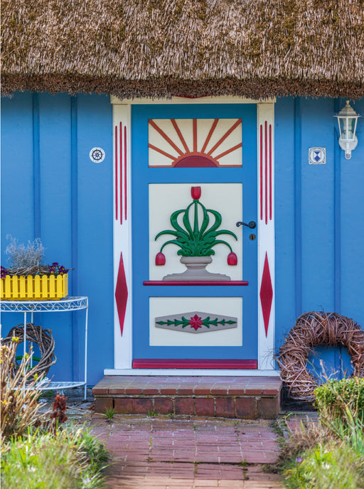 Tür mit Tulpenstrauß in Zingst an der Ostsee - CALVENDO Foto-Puzzle - calvendoverlag 29.99