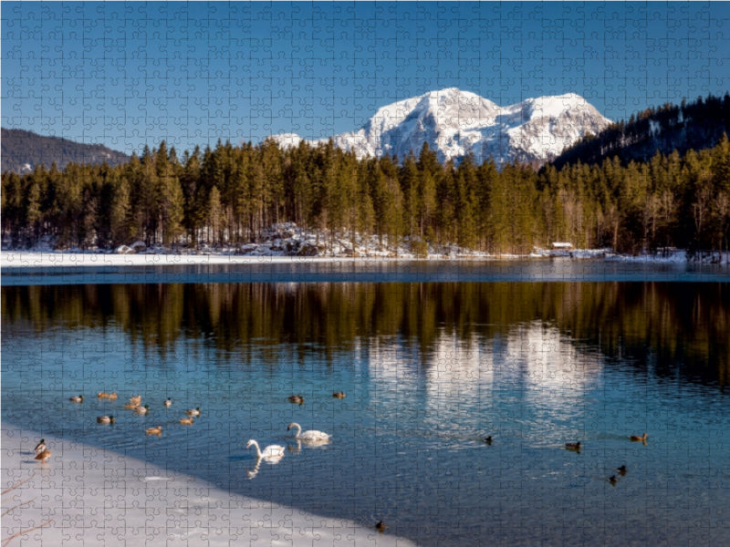 Winterlicher Hintersee bei Ramsau, Oberbayern - CALVENDO Foto-Puzzle - calvendoverlag 39.99