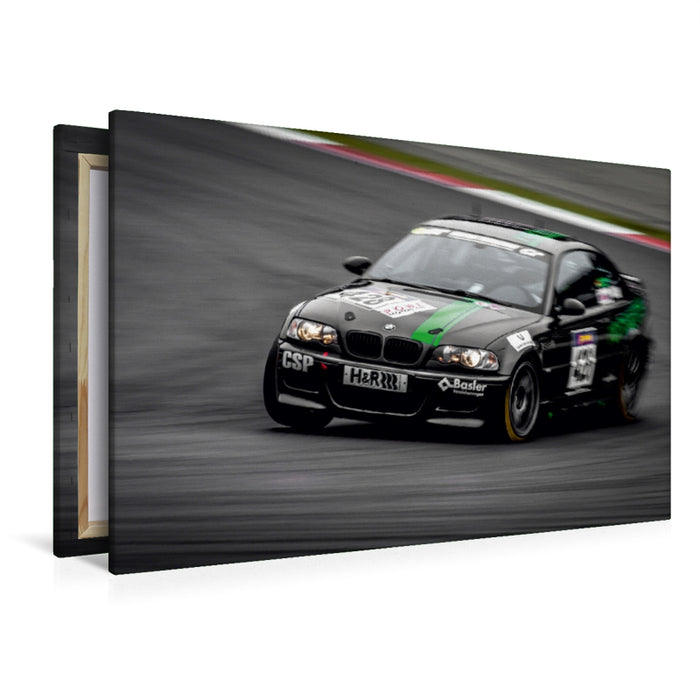 Premium Textil-Leinwand Premium Textil-Leinwand 120 cm x 80 cm quer rennwerk - BMW M3 e46