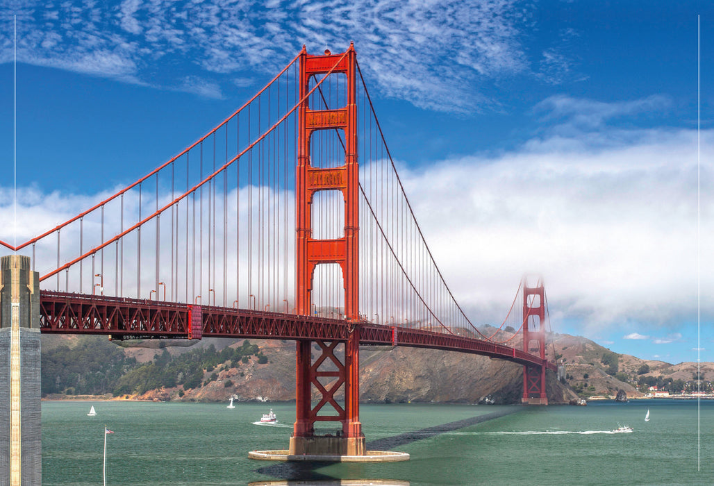 Premium textile canvas Premium textile canvas 90 cm x 60 cm landscape Golden Gate in San Francisco 