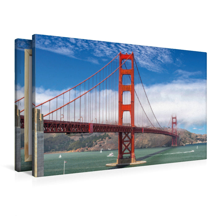 Premium textile canvas Premium textile canvas 90 cm x 60 cm landscape Golden Gate in San Francisco 