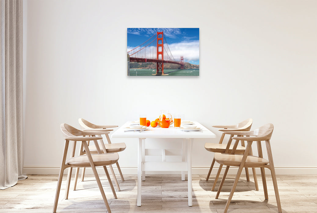 Premium textile canvas Premium textile canvas 90 cm x 60 cm landscape Golden Gate in San Francisco 