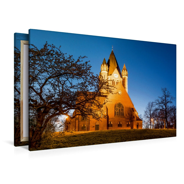 Premium Textil-Leinwand Premium Textil-Leinwand 120 cm x 80 cm quer Pauluskirche in Halle-Saale