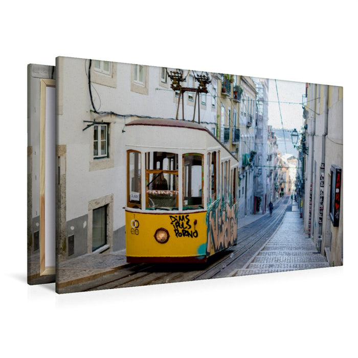 Toile textile premium Toile textile premium 120 cm x 80 cm à travers le funiculaire, Lisbonne, Bica 