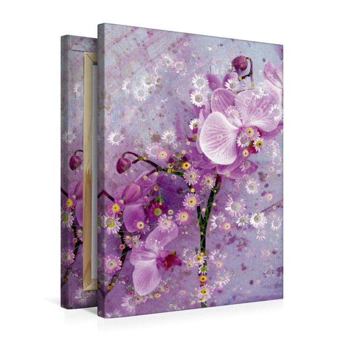Premium Textil-Leinwand Premium Textil-Leinwand 50 cm x 75 cm hoch Verspielte Romantische Rosa Orchidee
