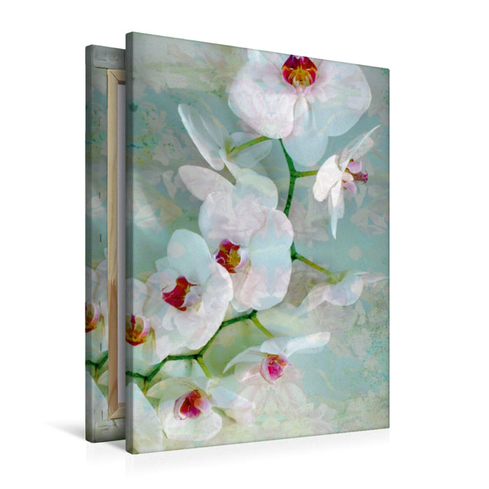 Toile textile premium Toile textile premium 60 cm x 90 cm de haut orchidée bleue blanche 