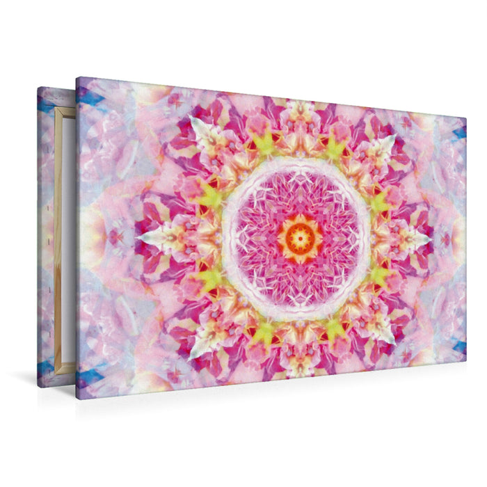 Premium Textil-Leinwand Premium Textil-Leinwand 120 cm x 80 cm quer Blüten Mandala Rosa